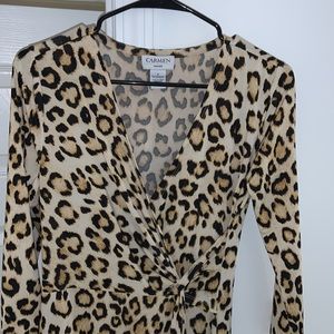 Carmen Mark Valvo V-Neck animal pattern dress
